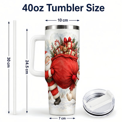 #pl[40oz|White] Santa Snowman 40oz Tumbler, Holiday Tumbler, Stainless Steel Travel Cup