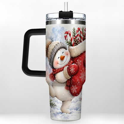 #pl[40oz|Black] Snowman Stocking 40oz Tumbler, Holiday Tumbler, Stainless Steel Travel Cup