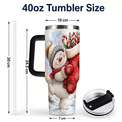 #pl[40oz|Black] Snowman Stocking 40oz Tumbler, Holiday Tumbler, Stainless Steel Travel Cup