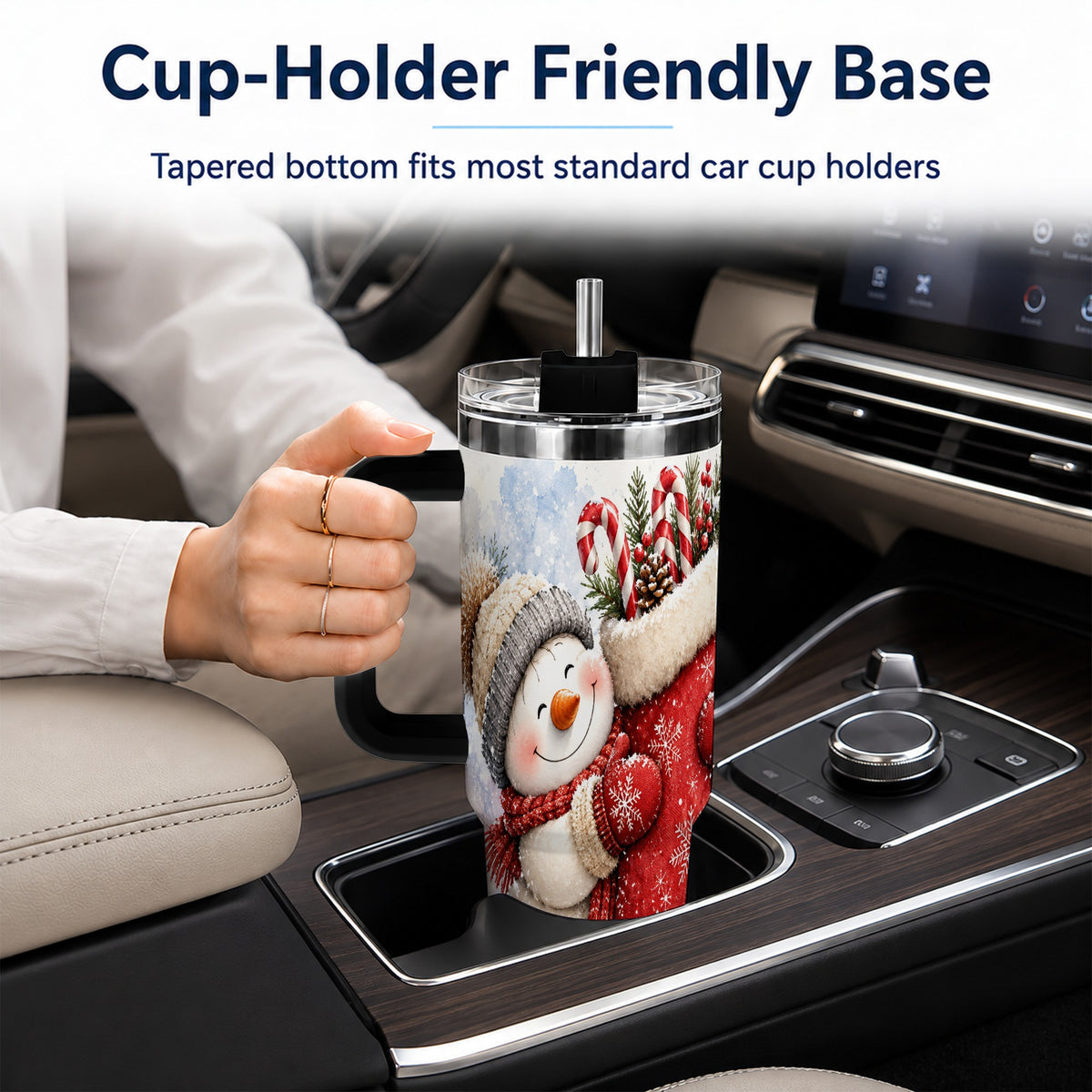 #pl[40oz|Black] Snowman Stocking 40oz Tumbler, Holiday Tumbler, Stainless Steel Travel Cup