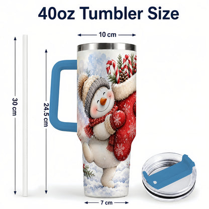 #pl[40oz|Blue] Snowman Stocking 40oz Tumbler, Holiday Tumbler, Stainless Steel Travel Cup