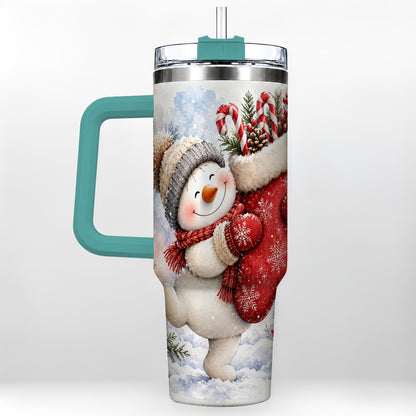 #pl[40oz|Green] Snowman Stocking 40oz Tumbler, Holiday Tumbler, Stainless Steel Travel Cup