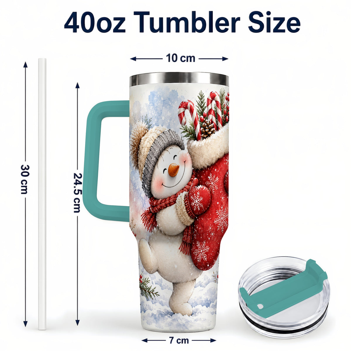 #pl[40oz|Green] Snowman Stocking 40oz Tumbler, Holiday Tumbler, Stainless Steel Travel Cup