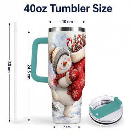 #pl[40oz|Green] Snowman Stocking 40oz Tumbler, Holiday Tumbler, Stainless Steel Travel Cup