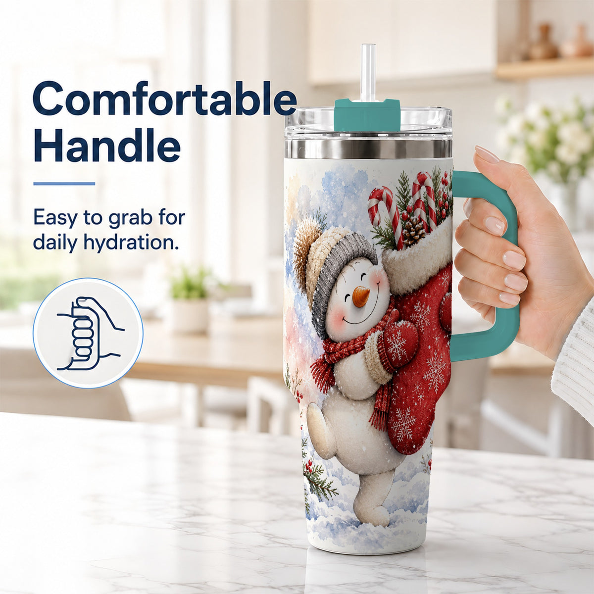 #pl[40oz|Green] Snowman Stocking 40oz Tumbler, Holiday Tumbler, Stainless Steel Travel Cup