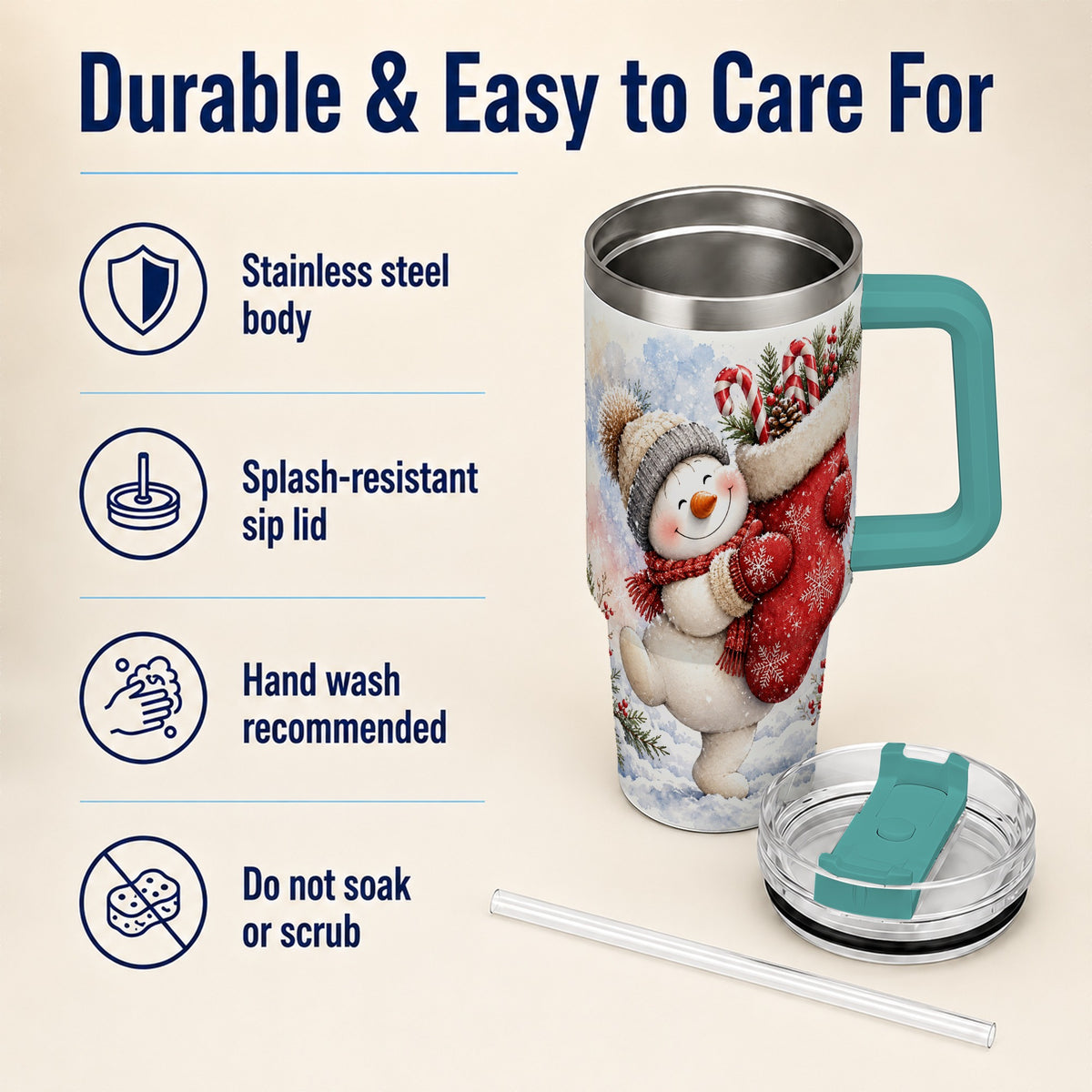 #pl[40oz|Green] Snowman Stocking 40oz Tumbler, Holiday Tumbler, Stainless Steel Travel Cup
