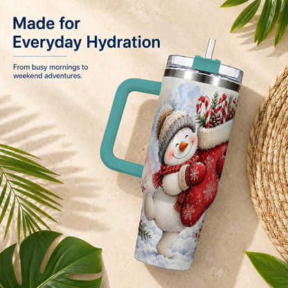 #pl[40oz|Green] Snowman Stocking 40oz Tumbler, Holiday Tumbler, Stainless Steel Travel Cup