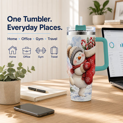 #pl[40oz|Green] Snowman Stocking 40oz Tumbler, Holiday Tumbler, Stainless Steel Travel Cup