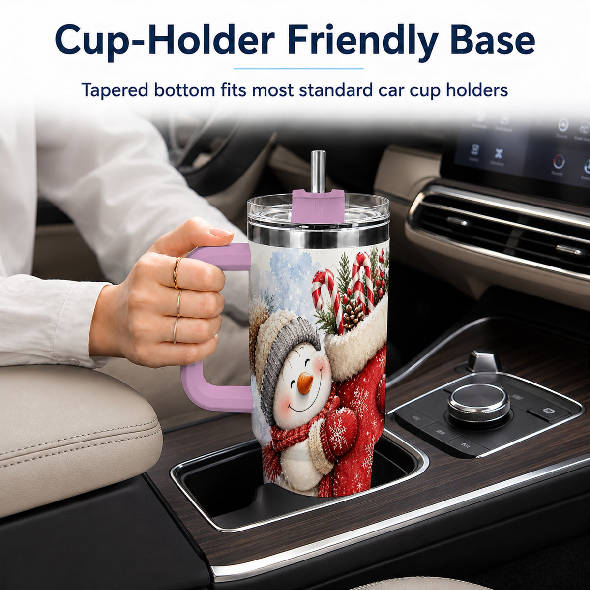 #pl[40oz|Pink] Snowman Stocking 40oz Tumbler, Holiday Tumbler, Stainless Steel Travel Cup