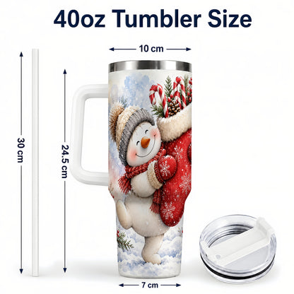 #pl[40oz|White] Snowman Stocking 40oz Tumbler, Holiday Tumbler, Stainless Steel Travel Cup