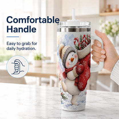 #pl[40oz|White] Snowman Stocking 40oz Tumbler, Holiday Tumbler, Stainless Steel Travel Cup
