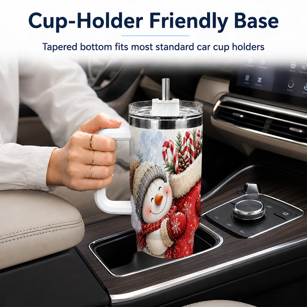 #pl[40oz|White] Snowman Stocking 40oz Tumbler, Holiday Tumbler, Stainless Steel Travel Cup