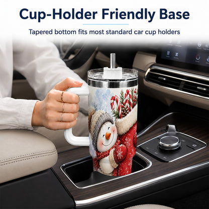 #pl[40oz|White] Snowman Stocking 40oz Tumbler, Holiday Tumbler, Stainless Steel Travel Cup