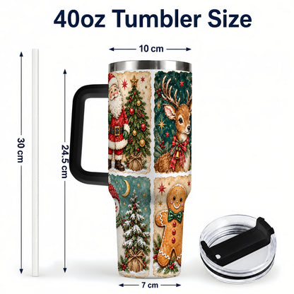 #pl[40oz|Black] Christmas Collage 40oz Tumbler, Holiday Tumbler, Stainless Steel Travel Cup