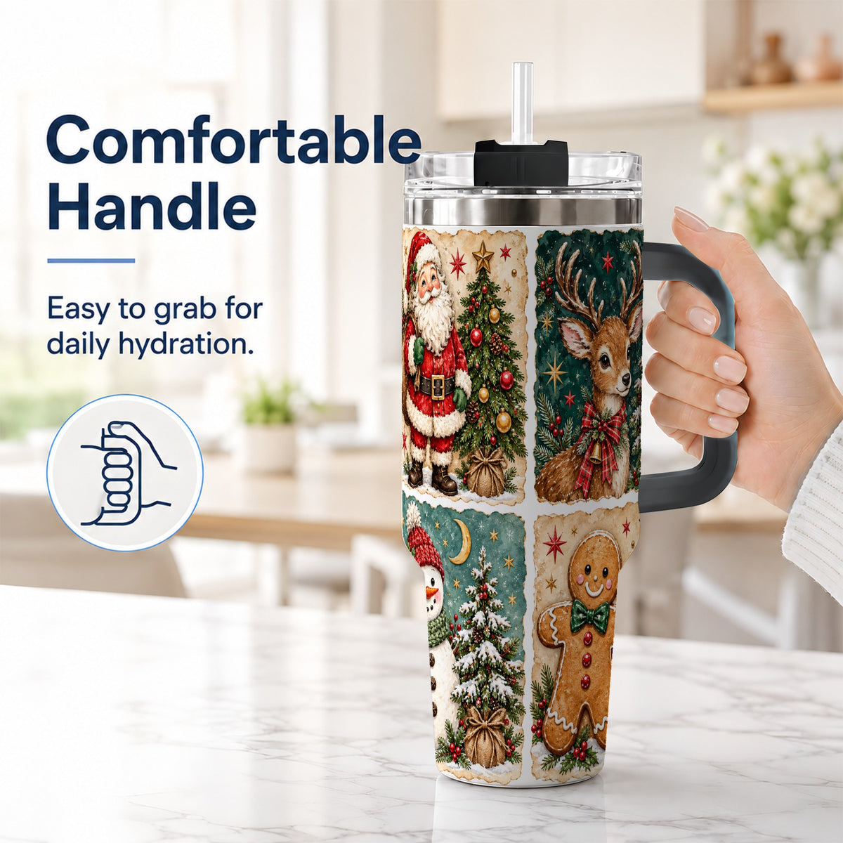 #pl[40oz|Black] Christmas Collage 40oz Tumbler, Holiday Tumbler, Stainless Steel Travel Cup