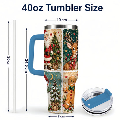 #pl[40oz|Blue] Christmas Collage 40oz Tumbler, Holiday Tumbler, Stainless Steel Travel Cup