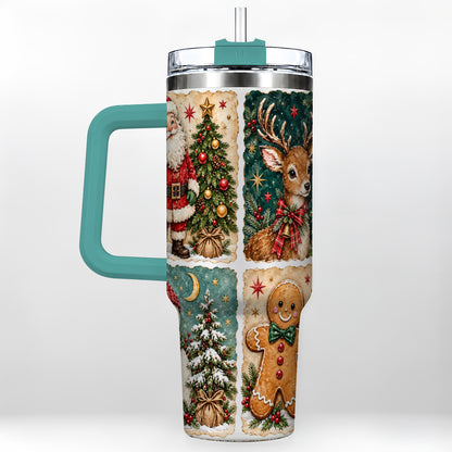 #pl[40oz|Green] Christmas Collage 40oz Tumbler, Holiday Tumbler, Stainless Steel Travel Cup