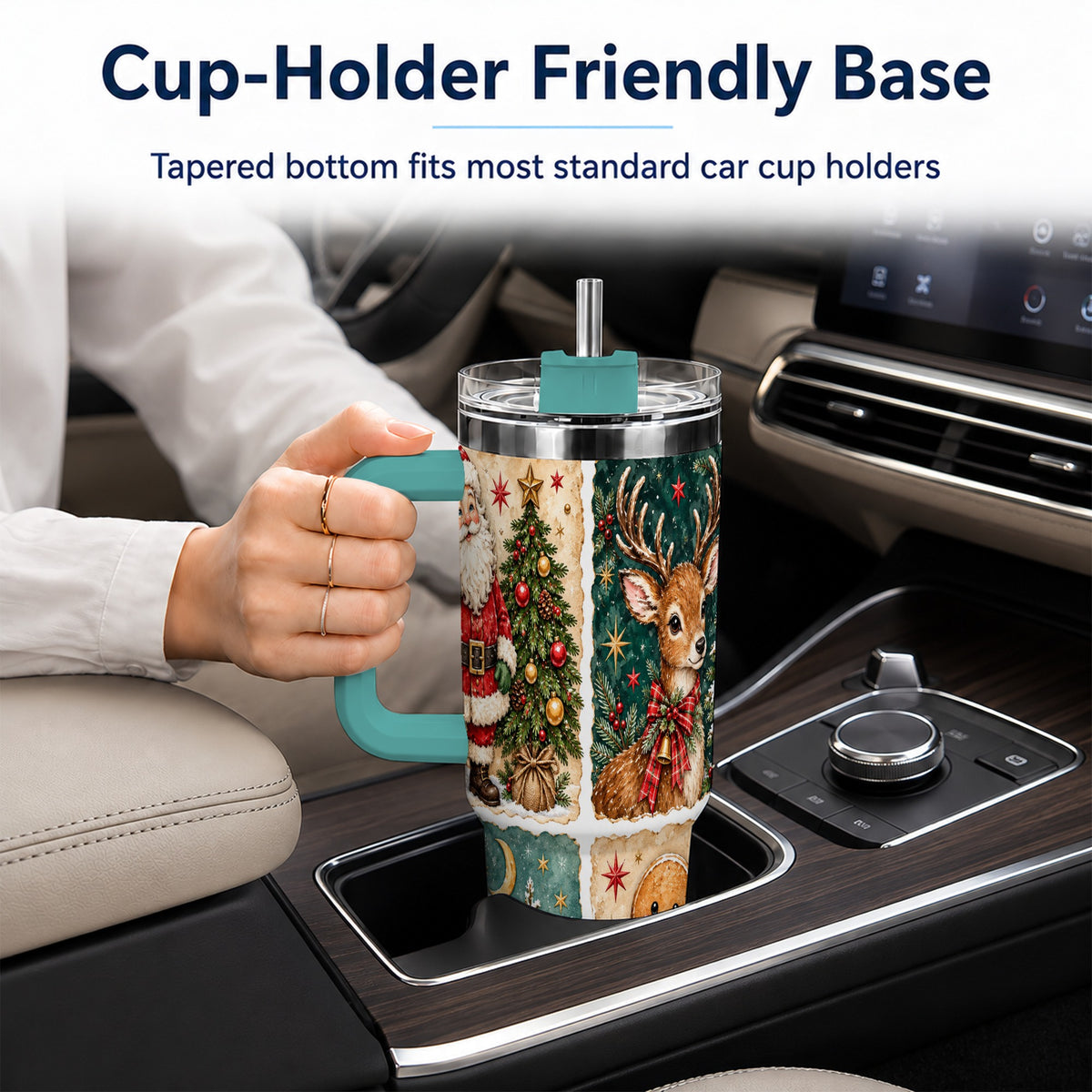 #pl[40oz|Green] Christmas Collage 40oz Tumbler, Holiday Tumbler, Stainless Steel Travel Cup