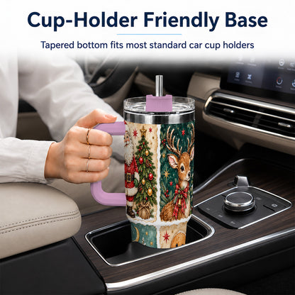 #pl[40oz|Pink] Christmas Collage 40oz Tumbler, Holiday Tumbler, Stainless Steel Travel Cup