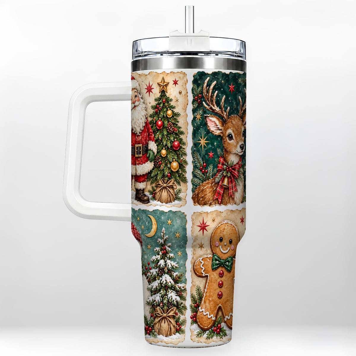 Christmas Collage 40oz Tumbler, Holiday Tumbler, Stainless Steel Travel Cup