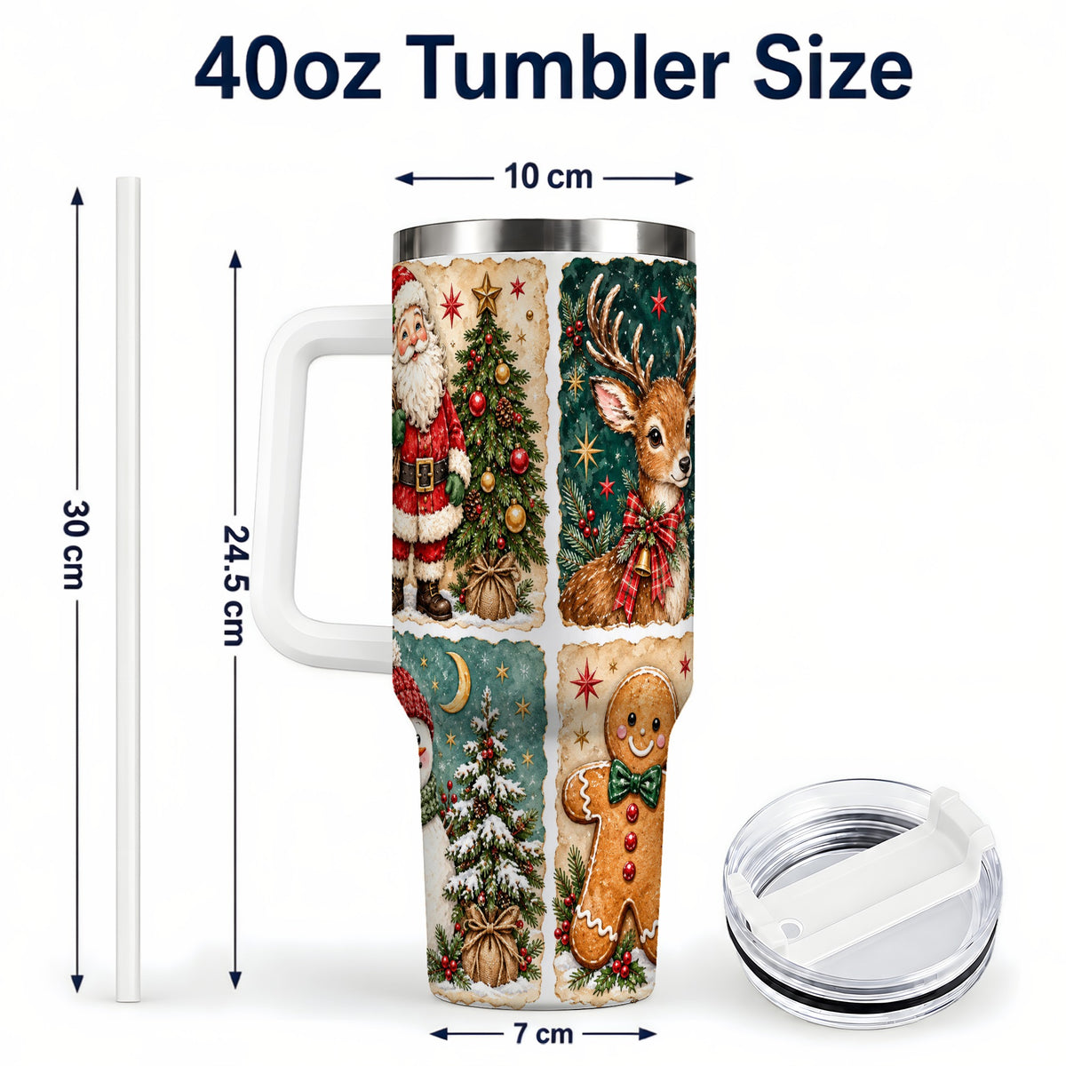 #pl[40oz|White] Christmas Collage 40oz Tumbler, Holiday Tumbler, Stainless Steel Travel Cup