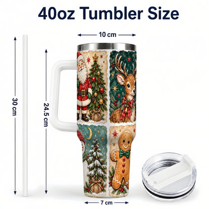#pl[40oz|White] Christmas Collage 40oz Tumbler, Holiday Tumbler, Stainless Steel Travel Cup