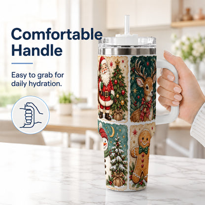 #pl[40oz|White] Christmas Collage 40oz Tumbler, Holiday Tumbler, Stainless Steel Travel Cup