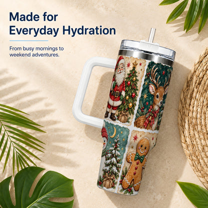#pl[40oz|White] Christmas Collage 40oz Tumbler, Holiday Tumbler, Stainless Steel Travel Cup