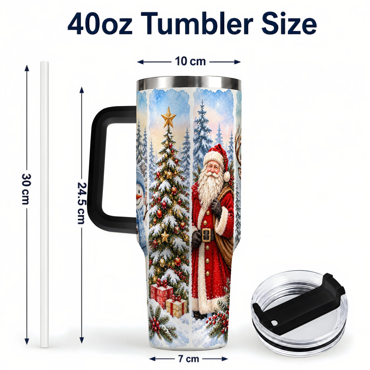 #pl[40oz|Black] Christmas Winter 40oz Tumbler, Holiday Tumbler, Stainless Steel Travel Cup