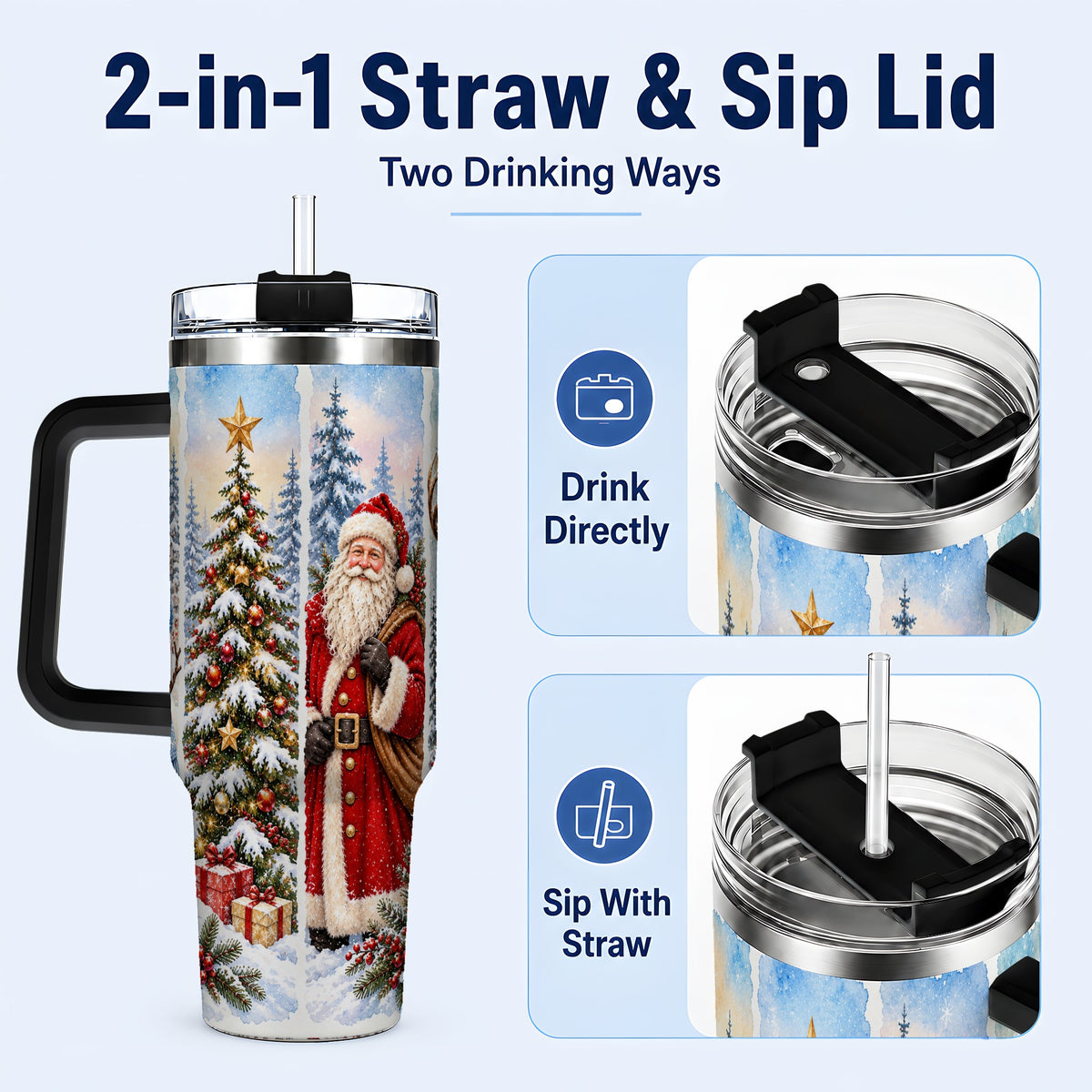 #pl[40oz|Black] Christmas Winter 40oz Tumbler, Holiday Tumbler, Stainless Steel Travel Cup