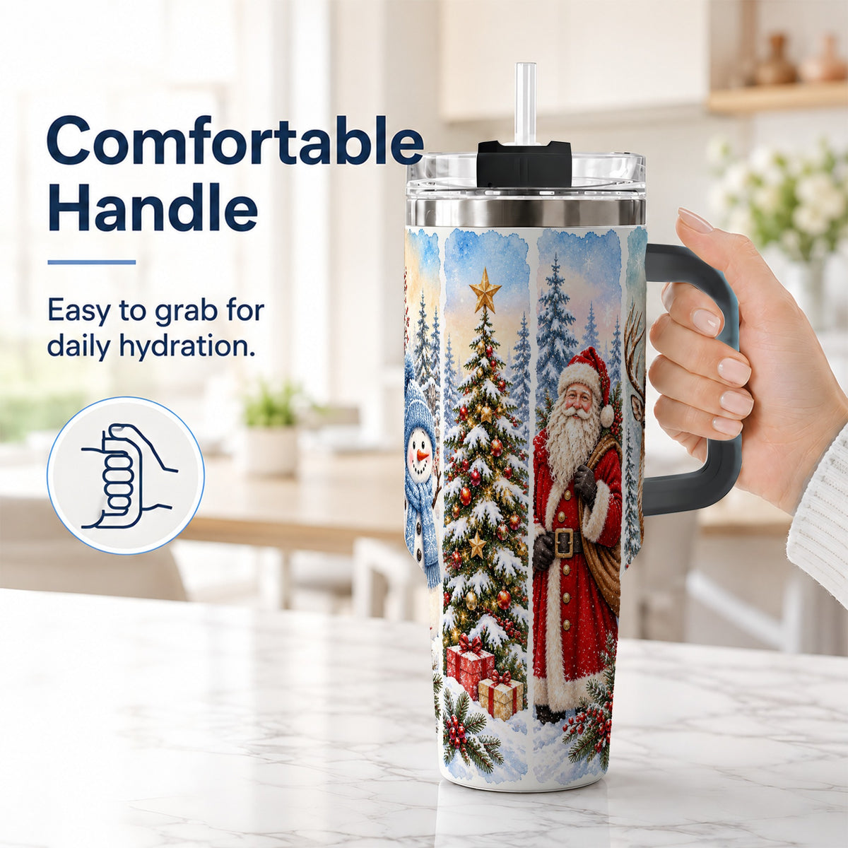 #pl[40oz|Black] Christmas Winter 40oz Tumbler, Holiday Tumbler, Stainless Steel Travel Cup