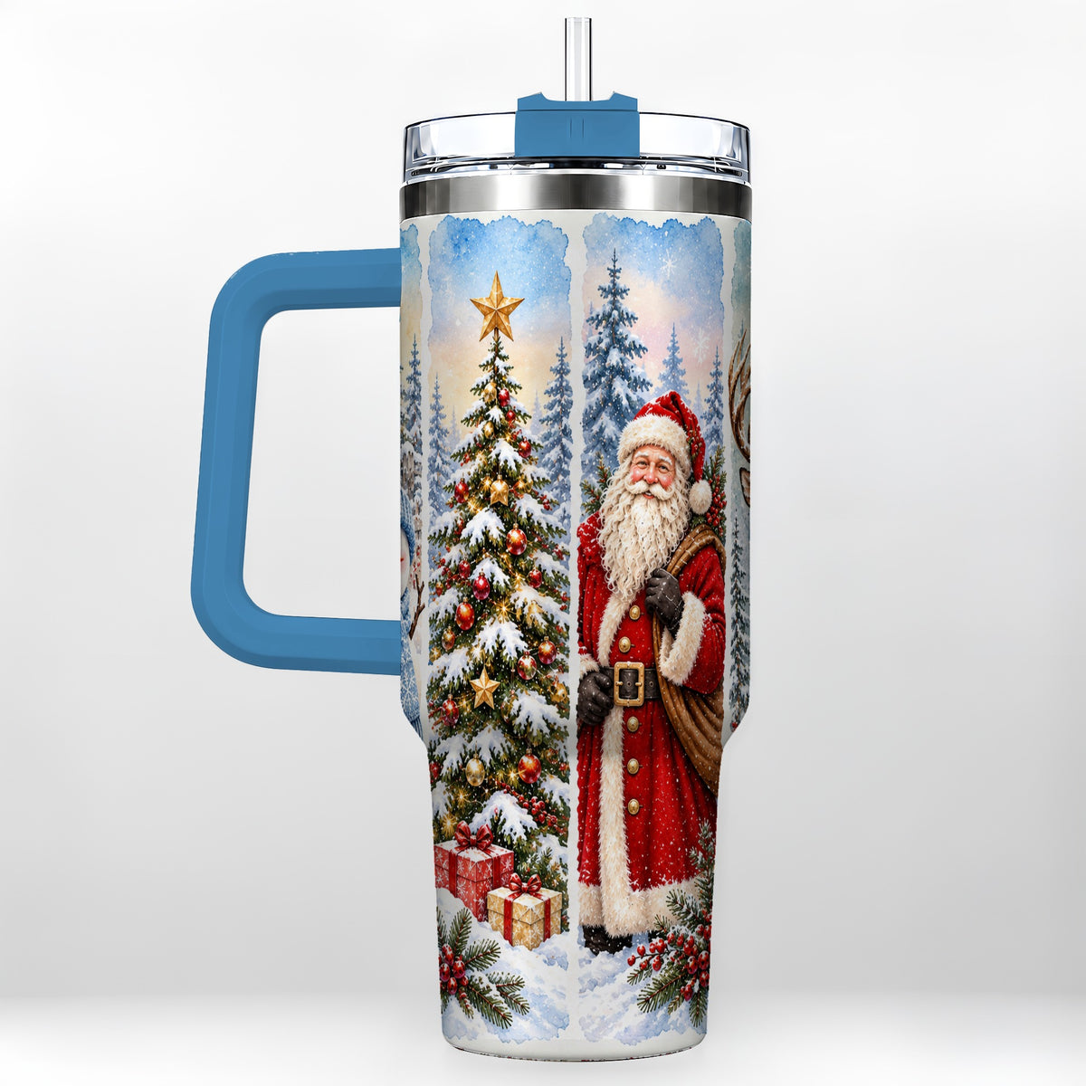 #pl[40oz|Blue] Christmas Winter 40oz Tumbler, Holiday Tumbler, Stainless Steel Travel Cup