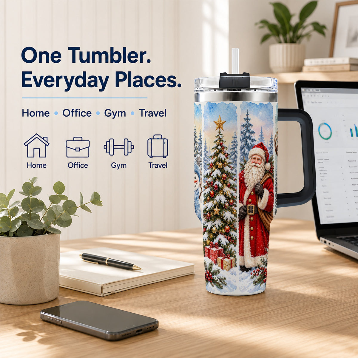 #pl[40oz|Black] Christmas Winter 40oz Tumbler, Holiday Tumbler, Stainless Steel Travel Cup