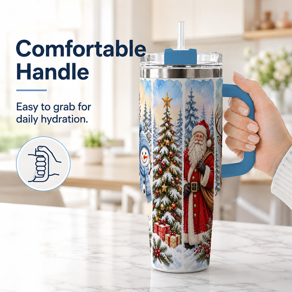 #pl[40oz|Blue] Christmas Winter 40oz Tumbler, Holiday Tumbler, Stainless Steel Travel Cup