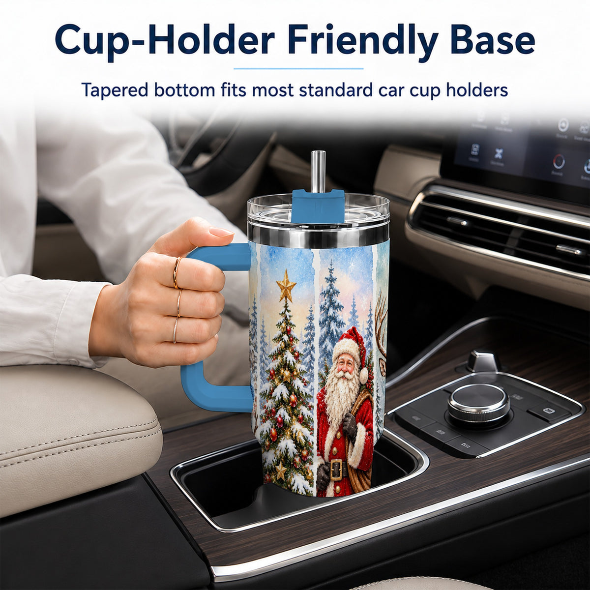 #pl[40oz|Blue] Christmas Winter 40oz Tumbler, Holiday Tumbler, Stainless Steel Travel Cup