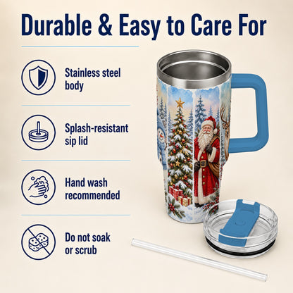 #pl[40oz|Blue] Christmas Winter 40oz Tumbler, Holiday Tumbler, Stainless Steel Travel Cup