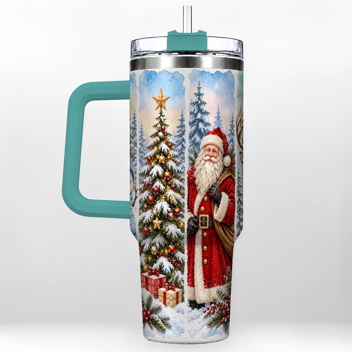 #pl[40oz|Green] Christmas Winter 40oz Tumbler, Holiday Tumbler, Stainless Steel Travel Cup