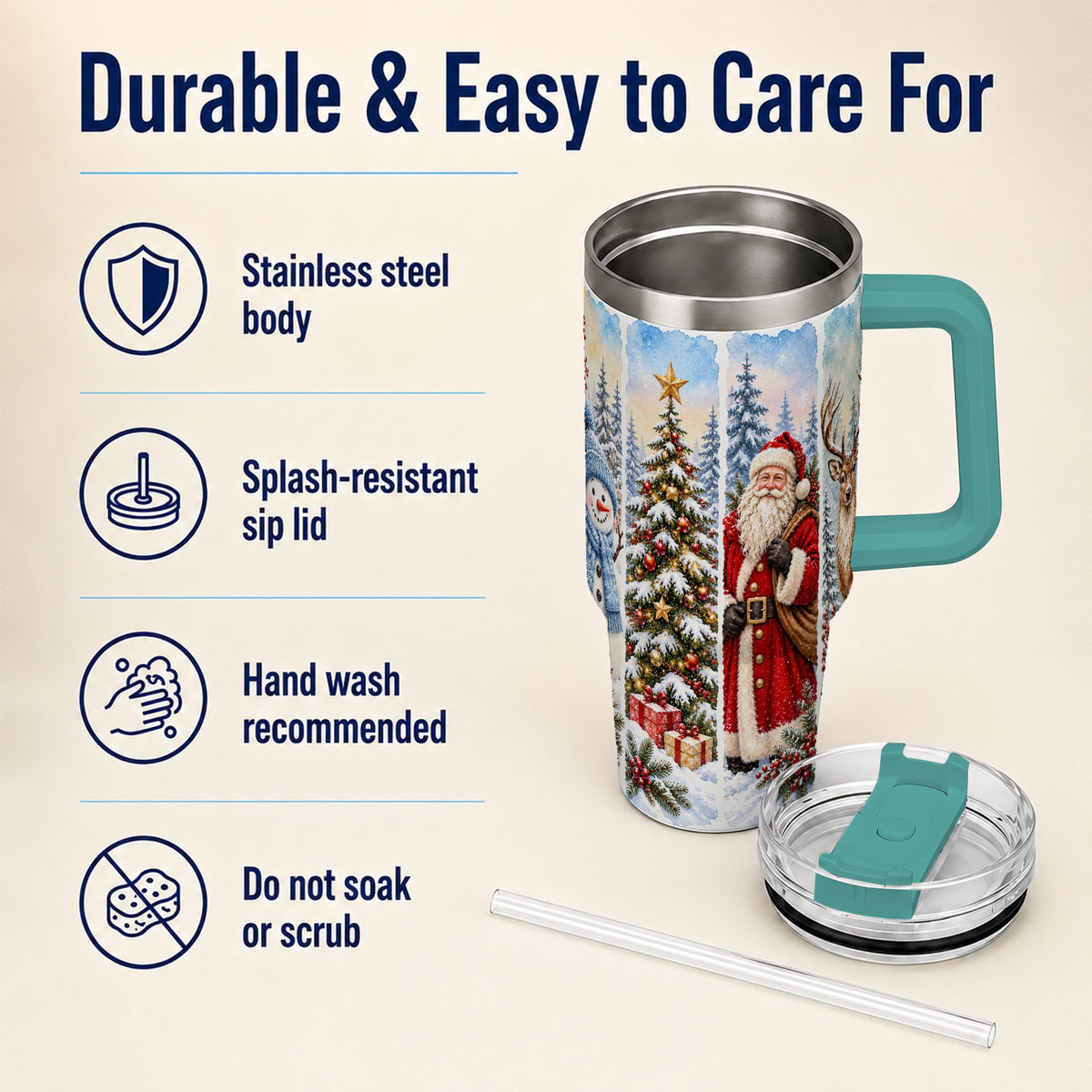 #pl[40oz|Green] Christmas Winter 40oz Tumbler, Holiday Tumbler, Stainless Steel Travel Cup