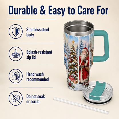 #pl[40oz|Green] Christmas Winter 40oz Tumbler, Holiday Tumbler, Stainless Steel Travel Cup