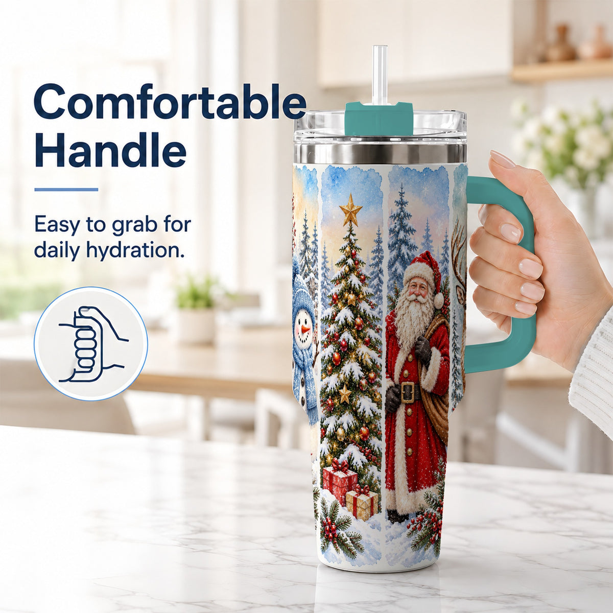 #pl[40oz|Green] Christmas Winter 40oz Tumbler, Holiday Tumbler, Stainless Steel Travel Cup