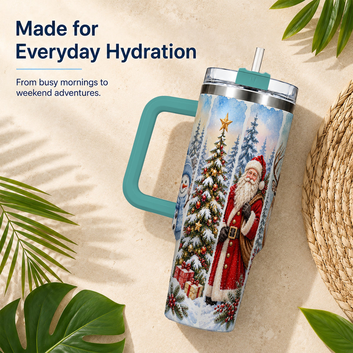 #pl[40oz|Green] Christmas Winter 40oz Tumbler, Holiday Tumbler, Stainless Steel Travel Cup
