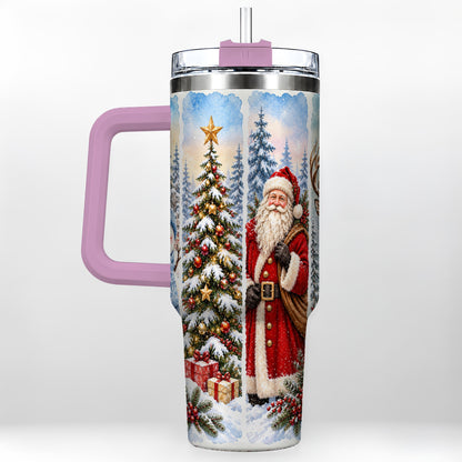 #pl[40oz|Pink] Christmas Winter 40oz Tumbler, Holiday Tumbler, Stainless Steel Travel Cup