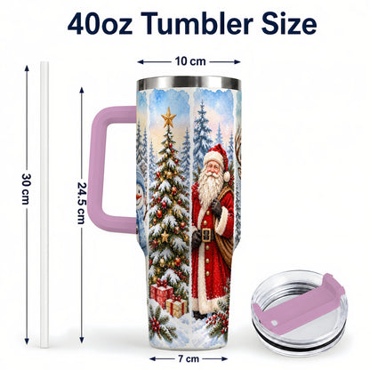 #pl[40oz|Pink] Christmas Winter 40oz Tumbler, Holiday Tumbler, Stainless Steel Travel Cup
