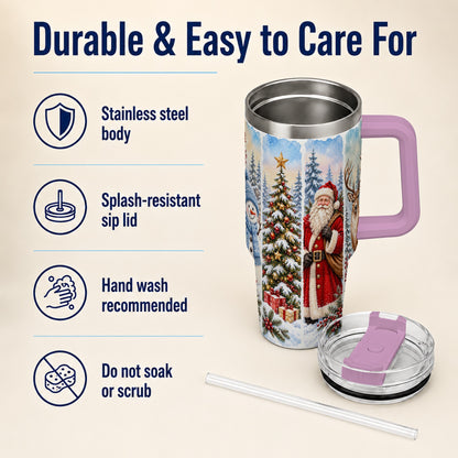 #pl[40oz|Pink] Christmas Winter 40oz Tumbler, Holiday Tumbler, Stainless Steel Travel Cup