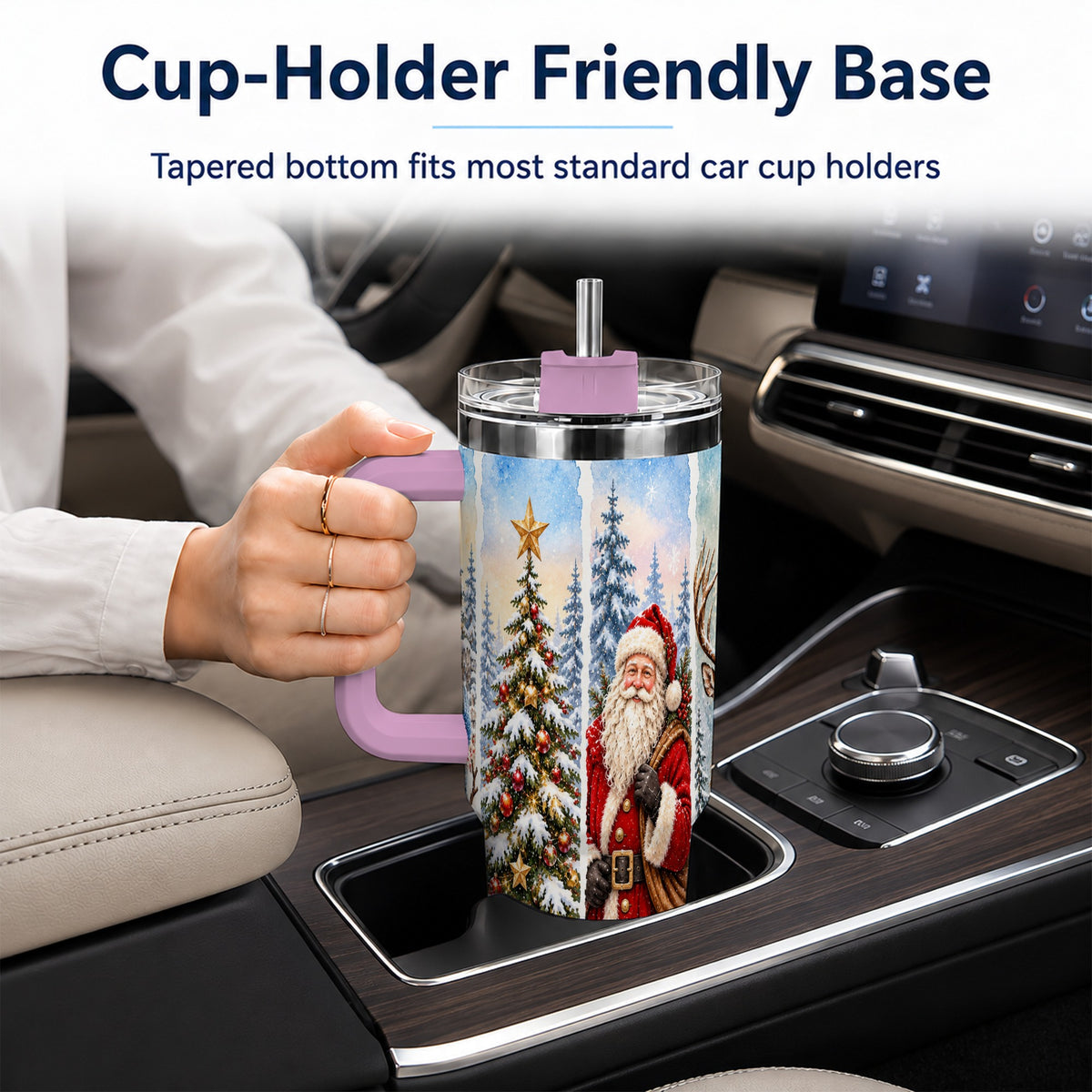 #pl[40oz|Pink] Christmas Winter 40oz Tumbler, Holiday Tumbler, Stainless Steel Travel Cup