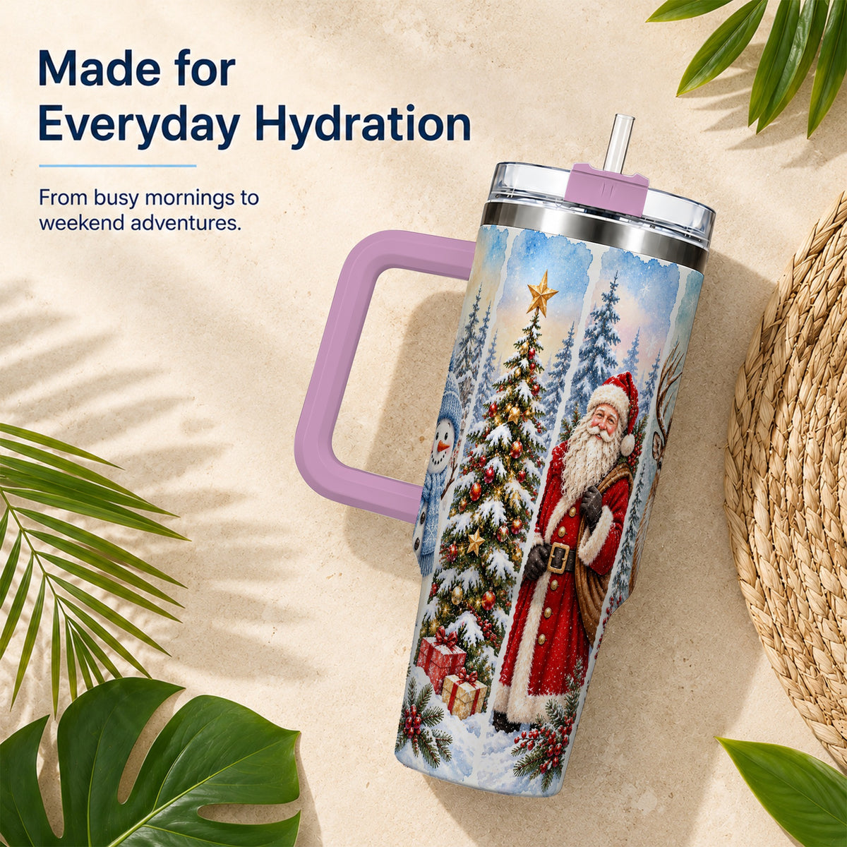 #pl[40oz|Pink] Christmas Winter 40oz Tumbler, Holiday Tumbler, Stainless Steel Travel Cup
