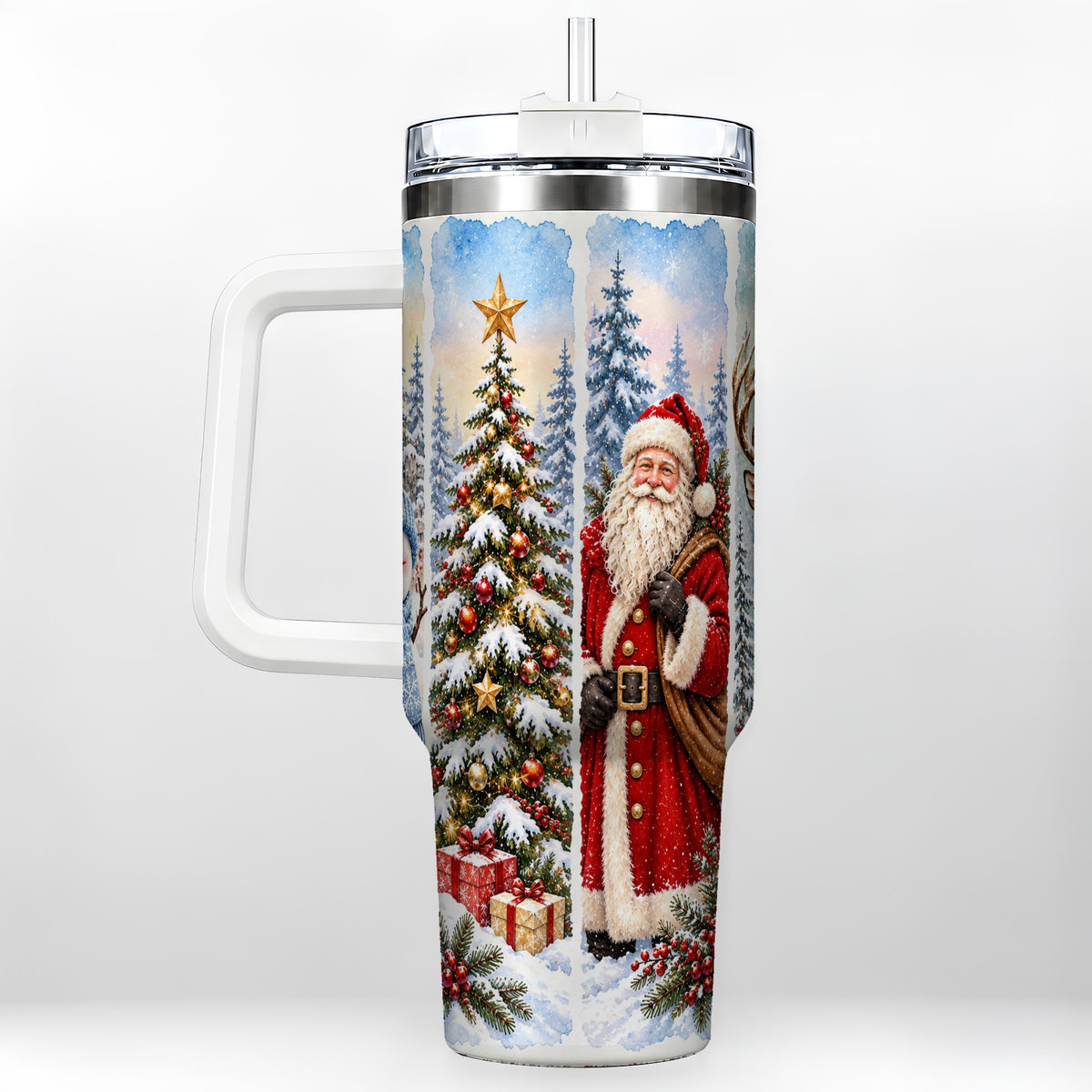 Christmas Winter 40oz Tumbler, Holiday Tumbler, Stainless Steel Travel Cup