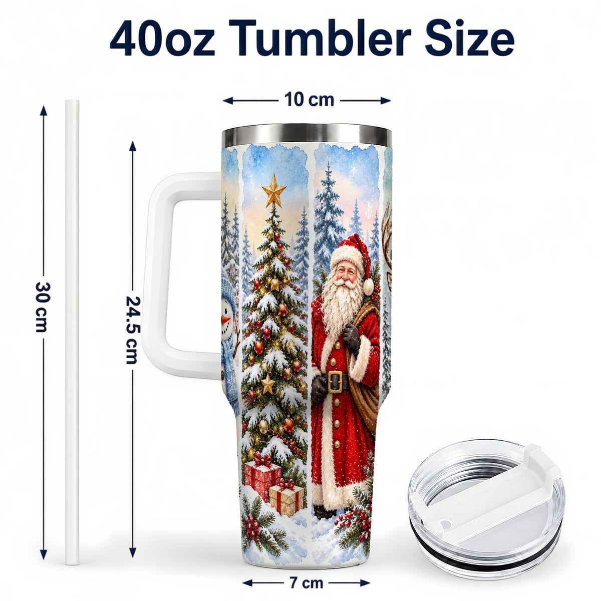 #pl[40oz|White] Christmas Winter 40oz Tumbler, Holiday Tumbler, Stainless Steel Travel Cup