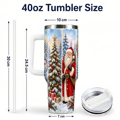 #pl[40oz|White] Christmas Winter 40oz Tumbler, Holiday Tumbler, Stainless Steel Travel Cup
