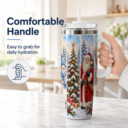 #pl[40oz|White] Christmas Winter 40oz Tumbler, Holiday Tumbler, Stainless Steel Travel Cup